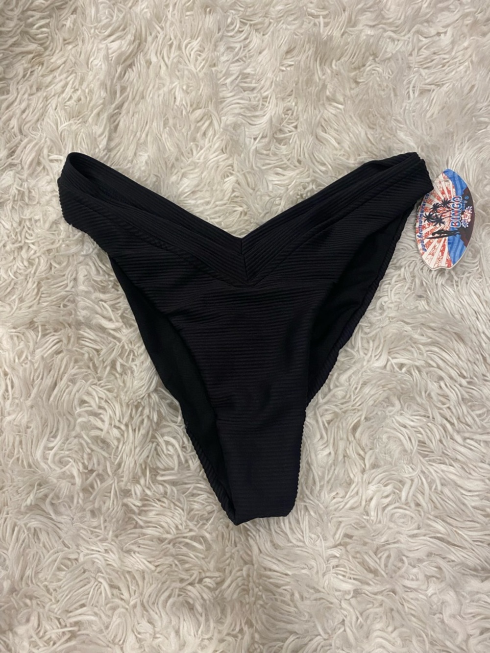 Heat NWT High Leg V Bikini Bottoms Black XL